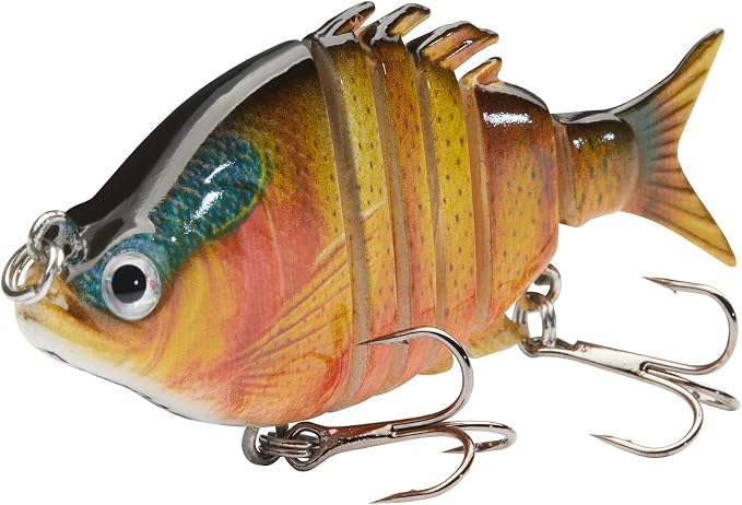 Bassdash SwimPanfish 0.34oz Hard Swimbaits Multi Jointed Topwater Trout Bass Fishing Crank Lure for Freshwater and Saltwater