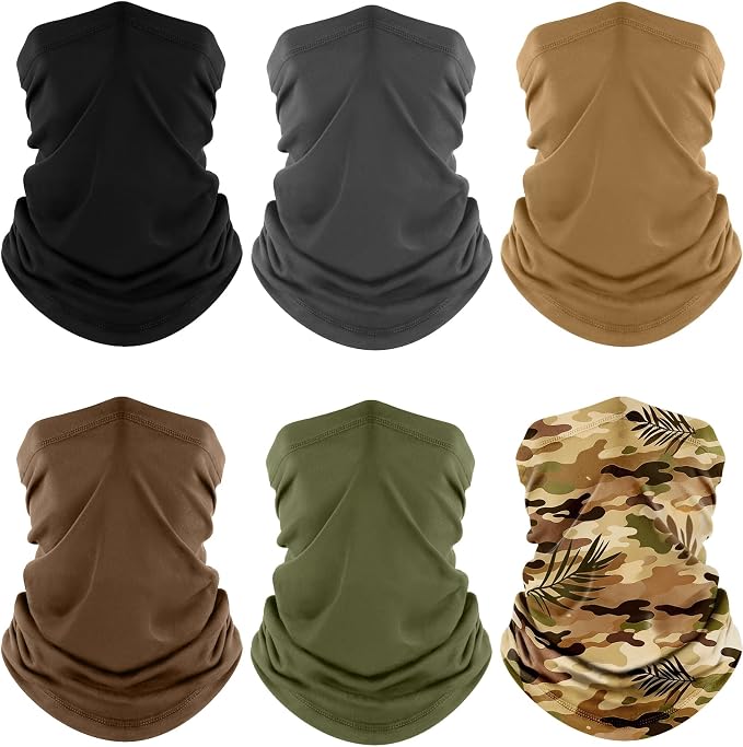 Fuinloth Neck Gaiter, 6 Pack Cooling UV Protection Bandana Face Mask Gator Scarf for Men Women
