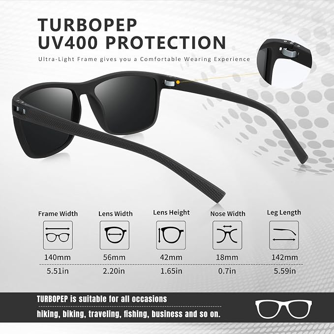Square Polarized Sunglasses for Men and Women Lightweight Frame Sun Glasses with UV Protection