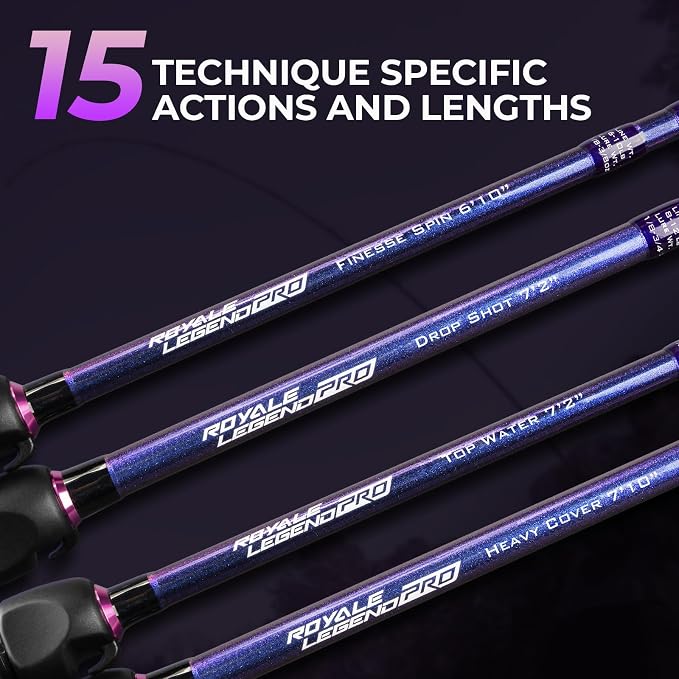KastKing Royale Legend Pro Technique Bass Fishing Rods, KastFlex IM7 Graphite Blanks, 2-Piece Rod with Extra Tip, SlipLock Technology Handles, PTS Power Transition System, Built-in Hook Keeper