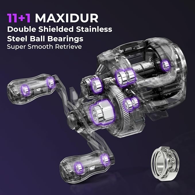 KastKing Royale Legend Pro Baitcasting Reels - AutoMag Dual Braking System Fishing Reel, Arch Resistance Control, 16 Lbs Carbon Drag, 5.5oz Lightweight, 8.0:1 Gear Ratio, 11 + 1 Stainless Steel BB