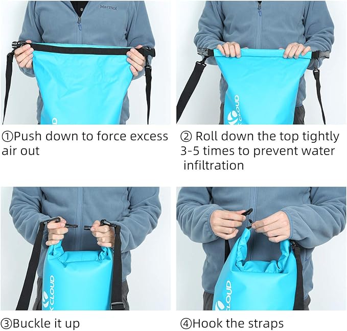 ROCK CLOUD Dry Bag Waterproof 30L Dry Sack for Kayaking Rafting Boating Beach Surfing Swimming Canoe Camping Hiking Fishing Ski, Lake Blue