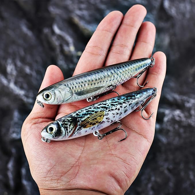 Glide Bait, Slow Sinking Swimbait, Topwater Hard Lures for Bass Catfish,Pike Perch, Freshwater or Saltwater