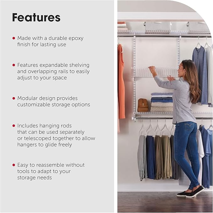 Rubbermaid Configurations Expandable Closet Organizer Kit, White