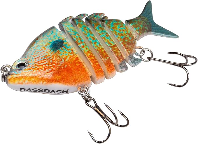 Bassdash SwimPanfish 0.34oz Hard Swimbaits Multi Jointed Topwater Trout Bass Fishing Crank Lure for Freshwater and Saltwater