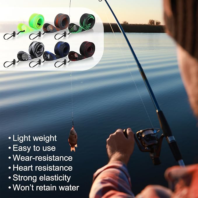 12 Pcs Fishing Rod Sleeves and Lure Wraps Fishing Rod Socks Pole Covers with Lanyard and 5.91 Inch Lure Covers for Fly, Casting, Sea Fish Rods Protector (Grey)