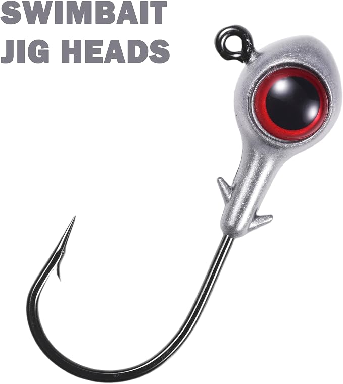 Fishing Jig Head Oversized 3D Eyes Jigheads Swimbait Jig Heads for Fishing Saltwater Freshwater Bass Trout Walleye Redfish Striper 1/8oz 3/16oz 1/4oz 3/8oz