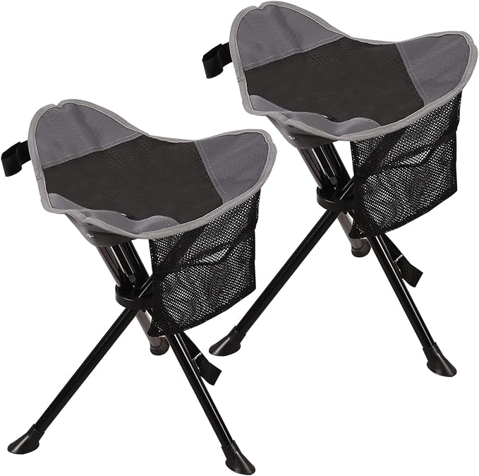REDCAMP 2 Pack Folding Tripod Stools for Adults, Lightweight Portable Camping Stools for Fishing Hunting Backpacking Traveling, Black