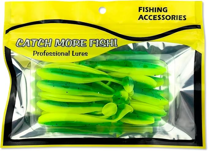 Soft Plastic Paddle Tail Swimbaits Pack of 20 – 2.7" Soft Plastic Fishing Lures with Extra-Large Tail for Lifelike Swimming Action – Freshwater & Saltwater