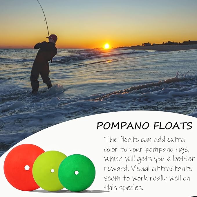 Dovesun 220/104/80/60/54/52/42pcs Pompano Rig Floats for Surf Fishing Foam Bobbers for Fishing Fly Fishing Bobbers Floats Bright Color Kit/Round/Cylindrical/Heart/Bullet/Pill/Spin Shape