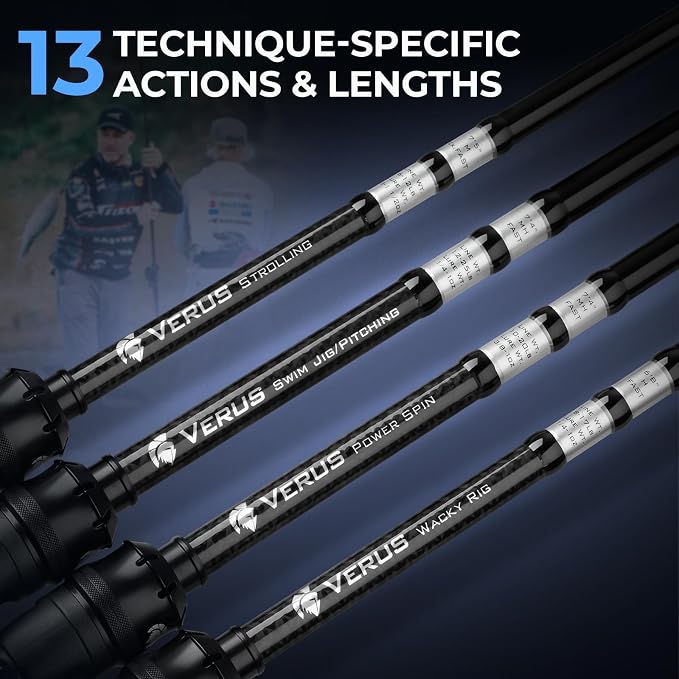 KastKing Verus Technique Twin-Tip Bass Fishing Rod – IM7 Graphite Blanks with Nano Resin, Extra Tip, PTS, Titanium Guide Frames, Technique-Specific Casting & Spinning Rod