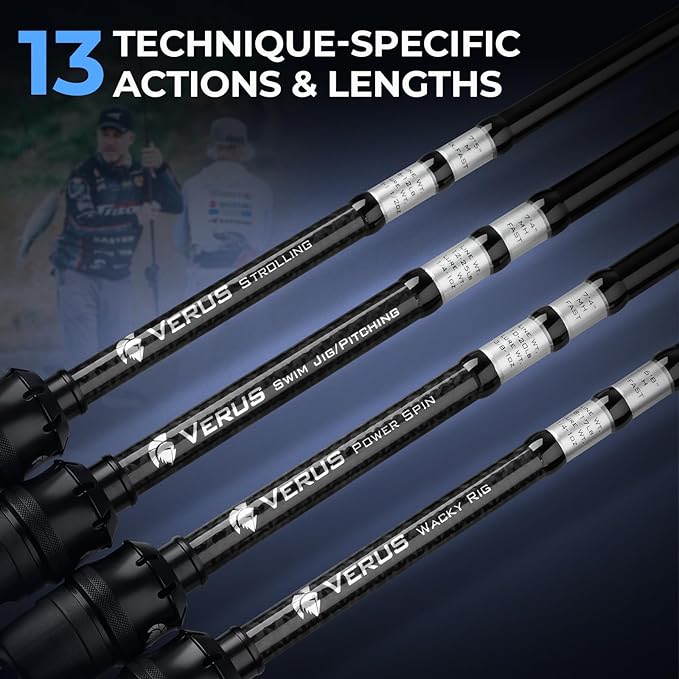 KastKing Verus Technique Twin-Tip Bass Fishing Rod – IM7 Graphite Blanks with Nano Resin, Extra Tip, PTS, Titanium Guide Frames, Technique-Specific Casting & Spinning Rod