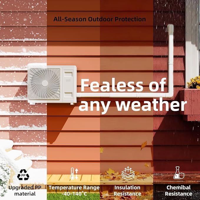 3 Inch 10Ft PVC Mini Split Line Set Cover, Paintable Slim Decorative Tubing Kit for Ductless Air Conditioners, Central AC, Heat Pump Systems, HVAC Line Hide - white