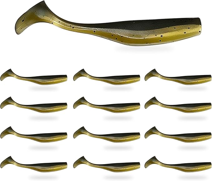 Soft Plastic Paddle Tail Swimbaits Pack of 12 – 3 1/4" & 4" Soft Plastic Fishing Lures with Extra-Large Tail for Lifelike Swimming Action – Freshwater & Saltwater