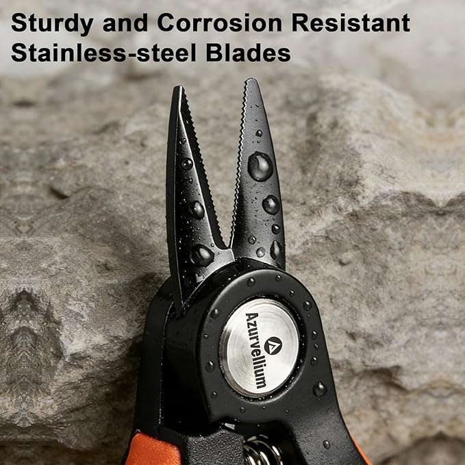 Mini Fishing Scissors with Gentle-Return Zinger, Rust-Resistant Braided Line Cutter, Compact Stainless Steel Snips, Smooth Lock for Saltwater