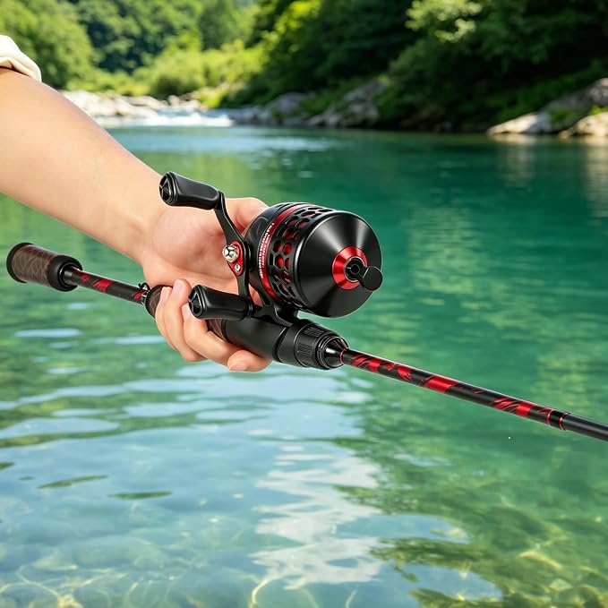 Sougayilang Spincast Fishing Rod and Reel Combo - 2-Piece Lightweight & Portable Casting Rod with Easy-to-Use Spincast Reel for Beginners, Youth, Freshwater Fishing