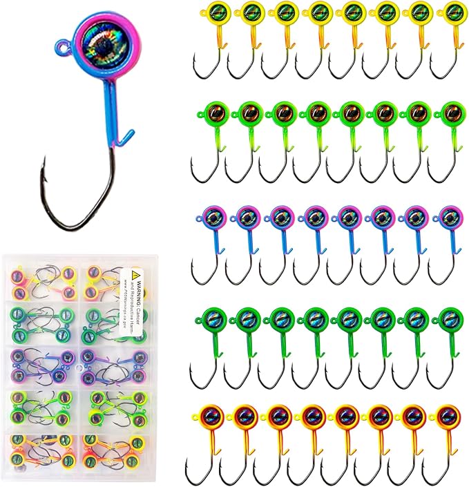 Crappie Jig Heads, 40packs Fishing Jig Heads Hooks Swimbait Jig Head 1/32oz 1/16oz 1/8 oz Fishing Jigs Heads for Crappie Bass Fishing