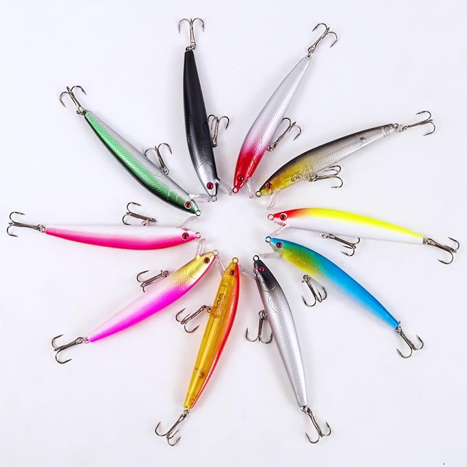 Fishing Lures Large Hard Bait Minnow VIB Lure with Treble Hook Life-Like Swimbait Fishing Bait Popper Crankbait Vibe Sinking Lure for Bass Trout Walleye Redfish