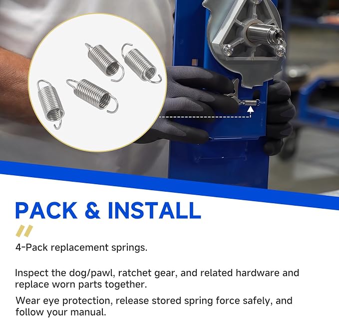 (4-Pack) Compatible with Coxreels 274-1-SS Ratchet Dog/Pawl Spring, Stainless Steel, for Hose/Cable Reels