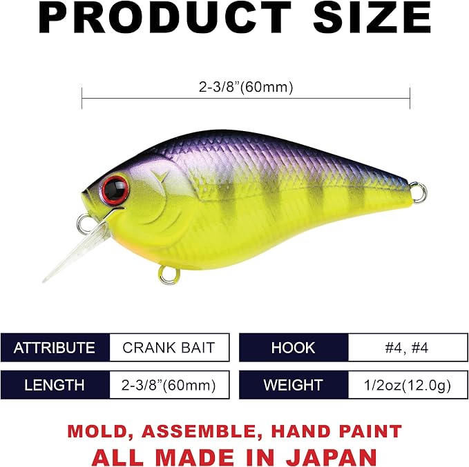 LUCKY CRAFT LC 1.5 Silent Squarebill Crankbait Fishing Lure, 2-3/8", Bass Fishing Lures for Freshwater, Hard Crankbait with Treble Fishing Hooks, Fishing Accessories
