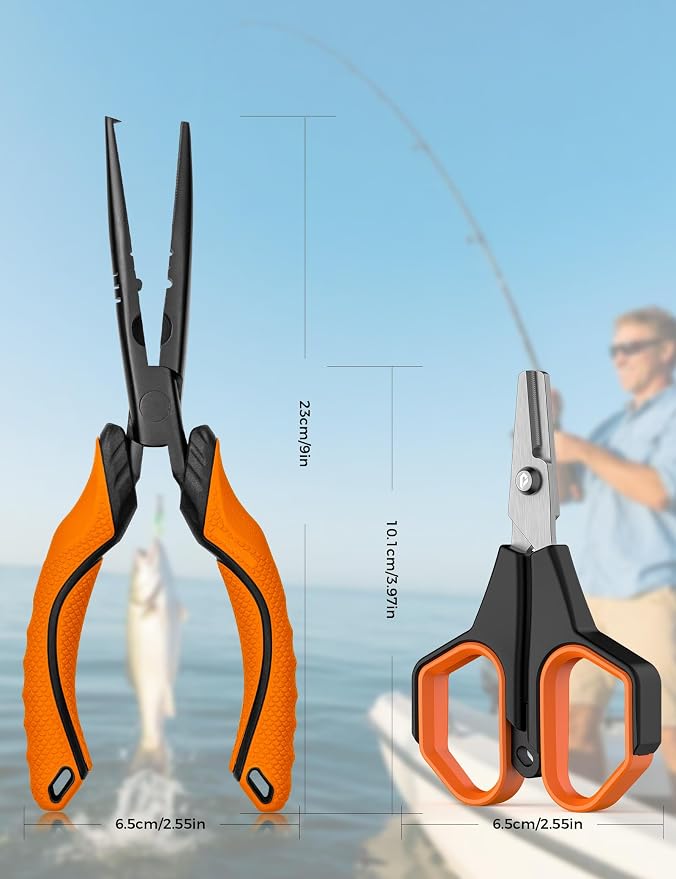 Fishing Tools Kit, Fishing Pliers,Fishing Scissors, Fishing Line Cutter for Braided Fishing Line,Fishing Gear with Lanyard