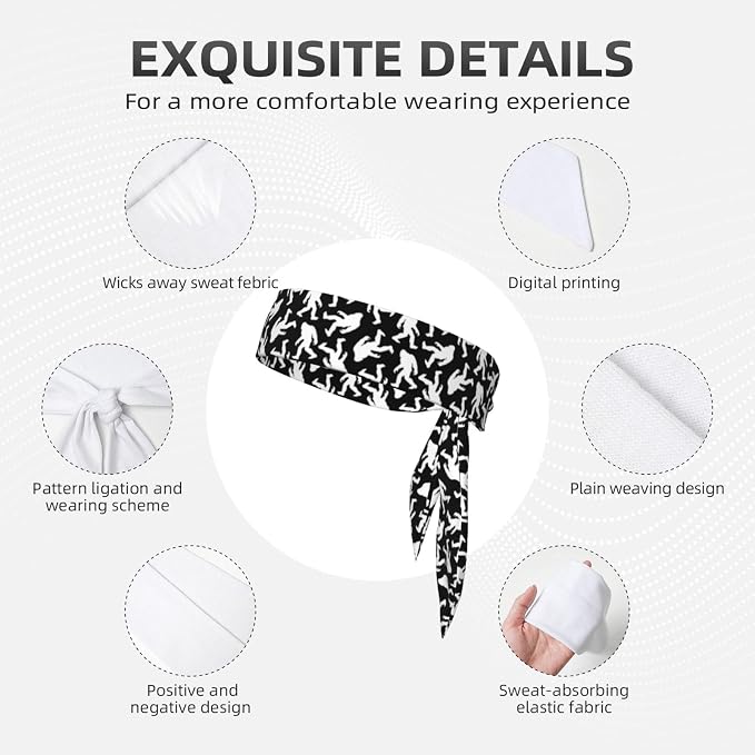 Sports Tie Headbands for Men Women, Adjustable Ninja Karate Head Band Headband for Basketball, Running, Tennis, Yoga