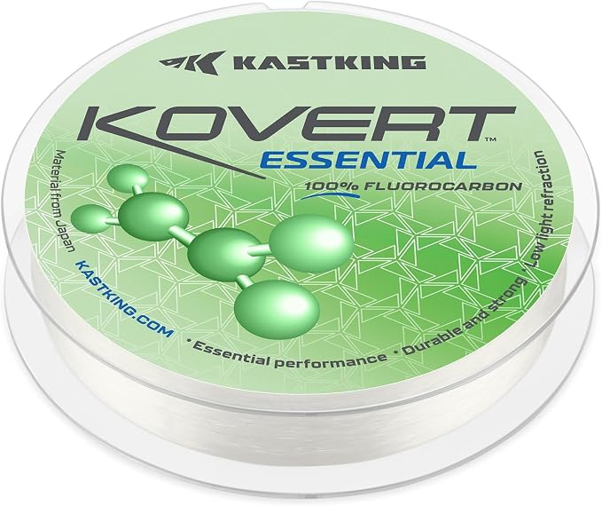 KastKing Kovert 100% Fluorocarbon Fishing Line - Clear Fishing Leader, High Sensitivity, Strong Knot Strength, Shock & Abrasion Resistant, Extreme Clarity, Ultra-Low Visibility, Fast Sinking