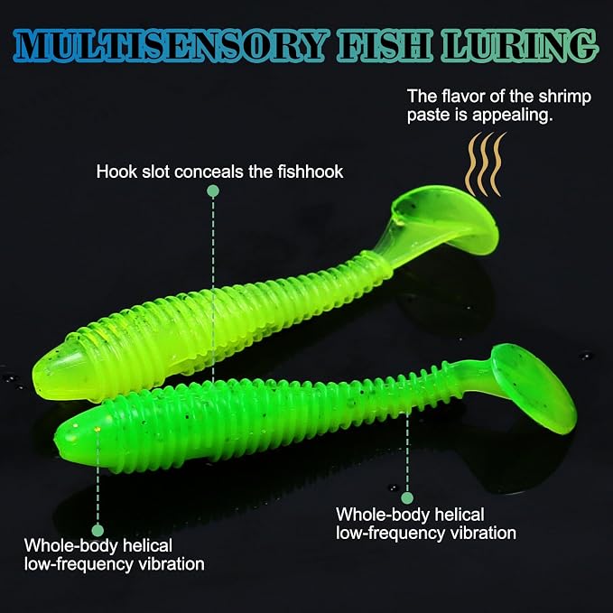 Soft Fishing Lures, 6.5cm/8cm Paddle Tail Swimbaits Soft Plastic Lures Kit for Bass Trout Walleye Crappie 30pcs/40pcs…