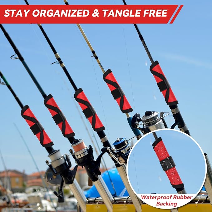 KesaPlan 8 Pack Fishing Lure Covers 6" Lure Wraps for Fishing Rod Hook Cover Bait Storage Protector Easily See Bait Glove to Keep Fishermen Safe(Red)