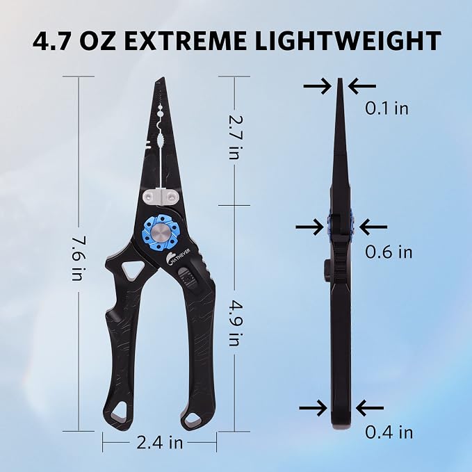 Saltwater Fishing Pliers, Split Ring Pliers for Fishing with Safety Lock, Fish Pliers with Sheath and Lanyard, Fishing Gifts for Men