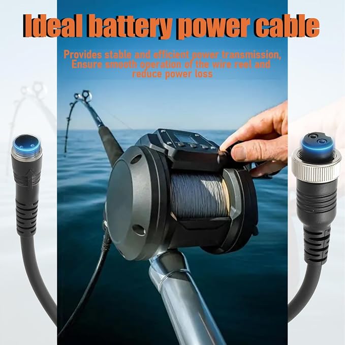 1.5FT Rust-Proof Power Cord Electric Fishing Reel Battery Power Cable 800MJ Electric Winch Power Supply line fit for Daiwa Shimano Fishing Reel Super Air Cord BM LB Prof PrB ProS
