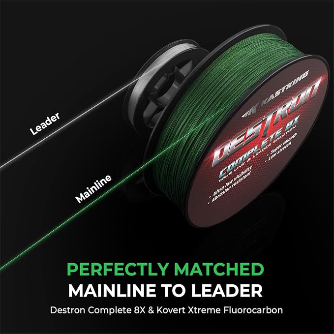 KastKing Destron Braided Fishing Line, Highly Abrasion Resistant, Improved Knot Strength, Ultra-Thin Diameter Superline, Zero Stretch & Memory, CFT “Color Fast Technology”, 75% Thinner Than Mono