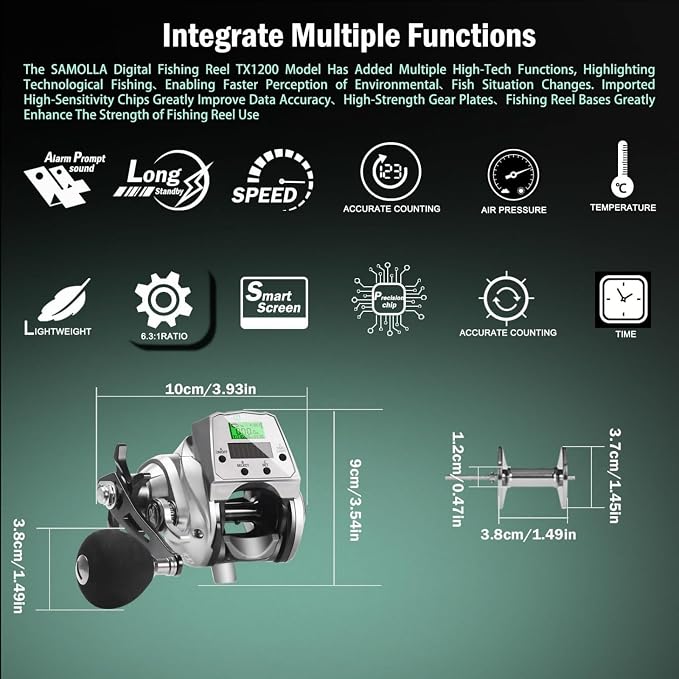 Digital Baitcasting Fishing Reel with LCD Display,8 oz Ultralight Electric Baitcaster Reel, 22-35 Lb Max Drag,6.3:1/7.2:1 Gear Ratio,Left/Right Handed,Compact Design for Freshwater & Saltwater