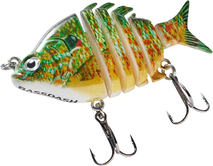 Bassdash SwimPanfish 0.34oz Hard Swimbaits Multi Jointed Topwater Trout Bass Fishing Crank Lure for Freshwater and Saltwater