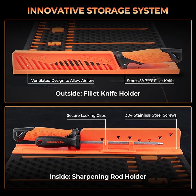 KastKing EZ Fillet Fish Fillet Mat, Anti-slip Texture With 25" Integrated Ruler, Extended Dimensions, Easy to Clean Material, Portable Storage, Fish Cutting Board