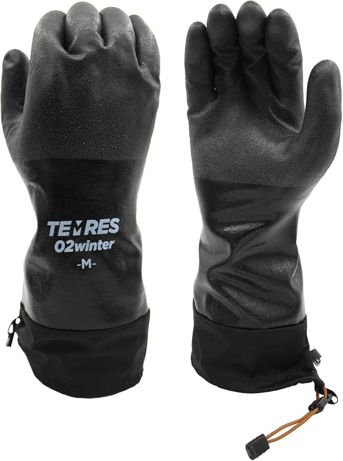 SHOWA TEMRES 282-02 Waterproof Insulated Winter Work Gloves, Breathable Polyurethane, Integrated Drawstring Gaiter Snow Cuff, Thermal Fleece for Skiing, Ice Fishing