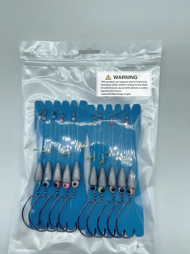 10Pcs Fishing Bullet Weights Texas Rigs Ready Kit,Worms, Sinker (10g/7g/5g), Worm Hooks, Carbon line,Spinner Blades，Eye Beads Bait, Fishing Bass Rig Saltwater Freshwater