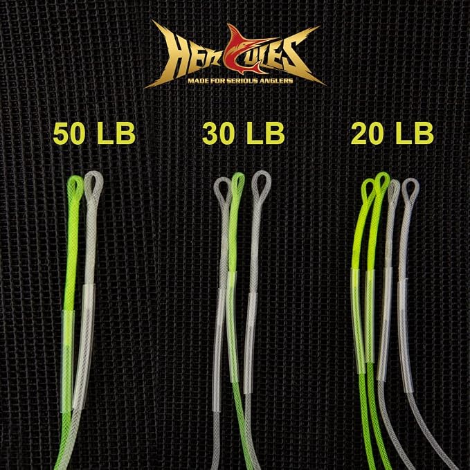 HERCULES Fly Fishing Leader Connector for Fly line 9Pcs Pro Selection Combo - 20lb 30lb 50lb, Clear and High-Vis Yellow