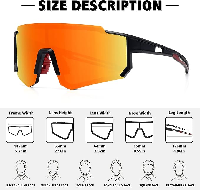 STORYCOAST Polarized Sports Sunglasses for Men Women,Driving Fishing Cycling Mountain Bike Sunglasses UV400 Protection