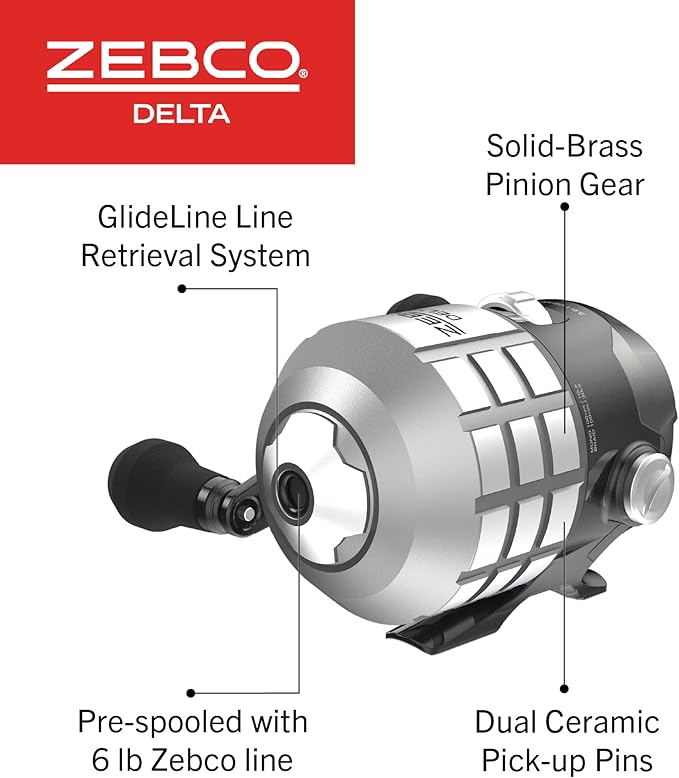 Zebco Delta Spincast Fishing Reel, Instant Anti-Reverse Clutch, All-Metal Gears, Changeable Right- or Left-Hand Retrieve