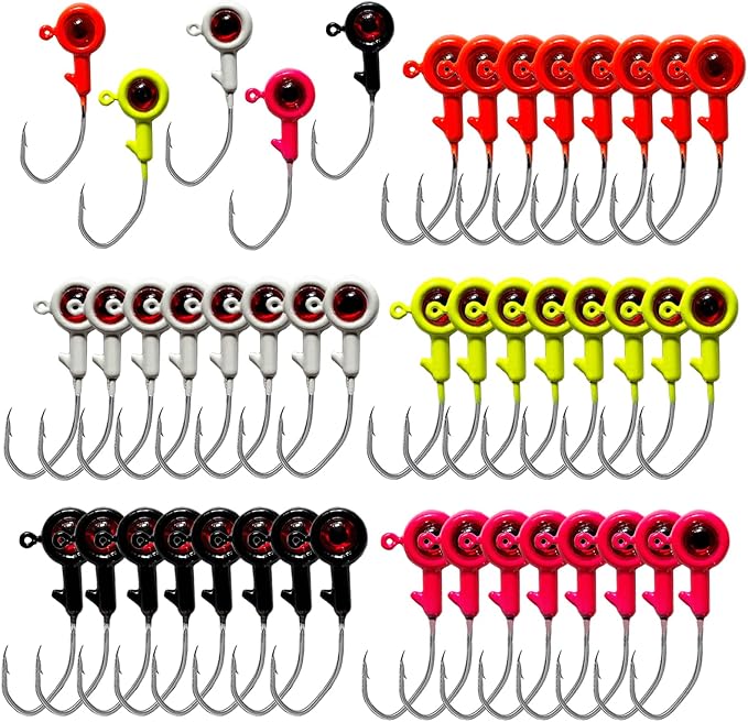 Crappie Jig Heads, 40pack Crappie Jigs Fishing Jig Heads Hook Lure Fishing Jigs Heads for Bass Fishing 1/32oz 1/16oz 1/8oz