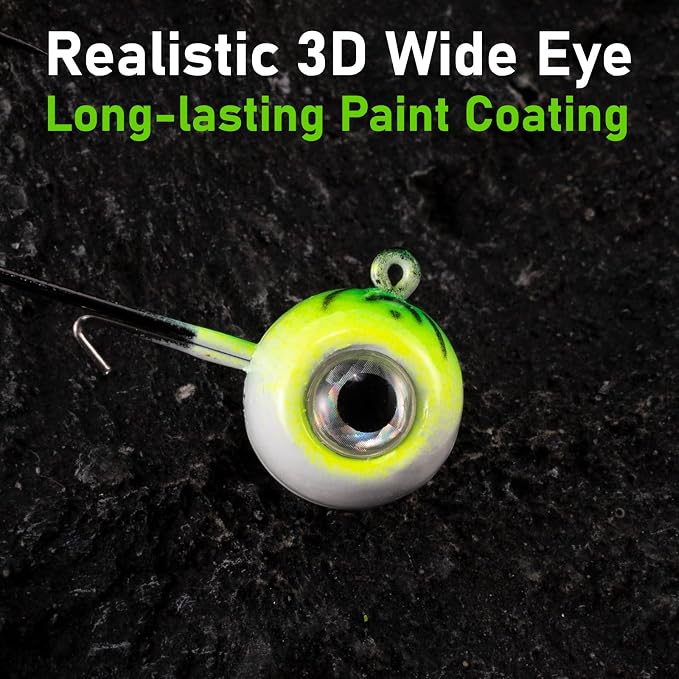 Dr.Fish 10 Pack 3D Eye Fishing Jig Heads Ball Swimbait Jig Saltwater Freshwater Bass Walleye Fishing Hooks Crappie Trout