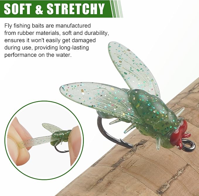 Bionic Fly Fishing Bait,18pcs/36pcs Trout Jig Swimbait Fly Hook Soft Bait Dry Flies Fly Fishing Lures Assortment Kit Attractant Fishing Gear Artificial Fishing Lure Panfish Lure Set
