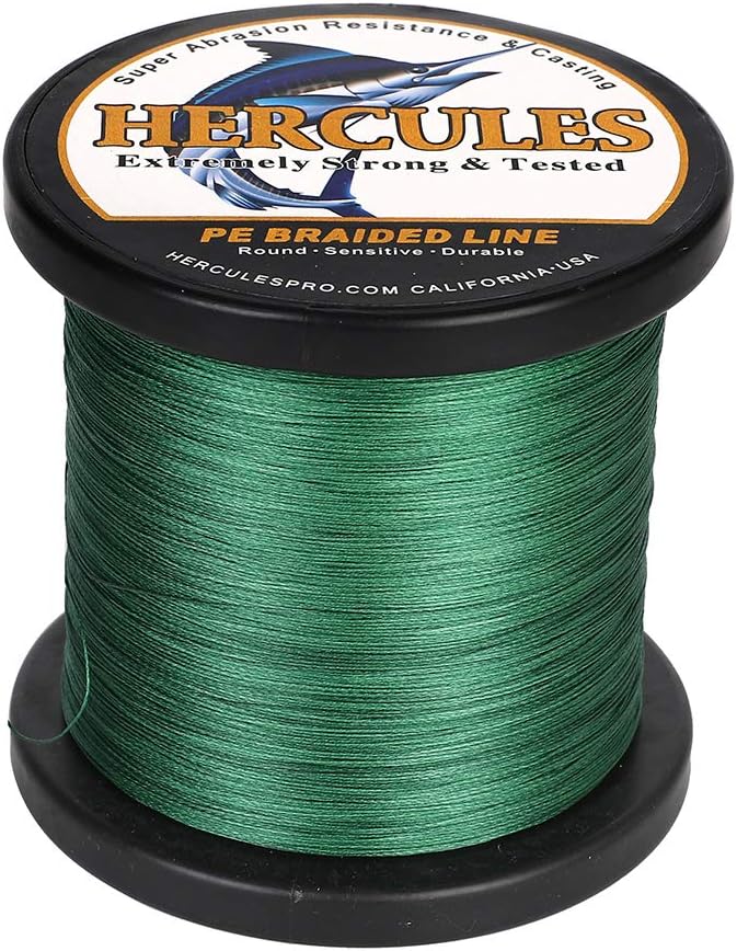 HERCULES Cost-Effective Super Cast 8 Strands Braided Fishing Line 10LB to 300LB Test for Salt-Water,109/328/547/1094 Yards(100M/300M/500M/1000M),Diam.#0.12MM-1.2MM,Hi-Grade Performance,Variety Colors