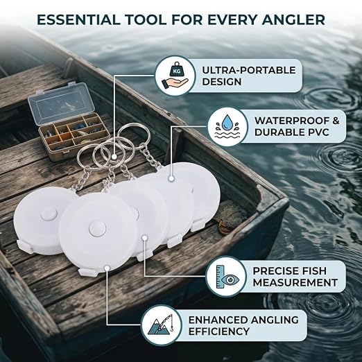 5PCS PVC Waterproof Fish Ruler, Soft and Retractable Measuring Tape Ruler Double-Scaled Fish Measurement Tackle Tool