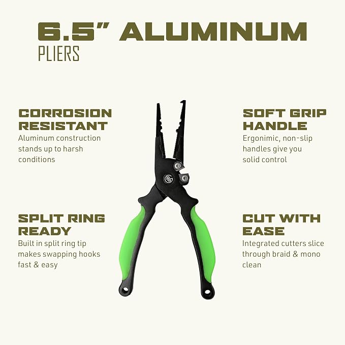 Googan Squad Fishing Tools - Aluminum Pliers, Stainless Steel Fillet Knife, Digital Fish Scale and Tackle Kit for Freshwater and Saltwater Anglers
