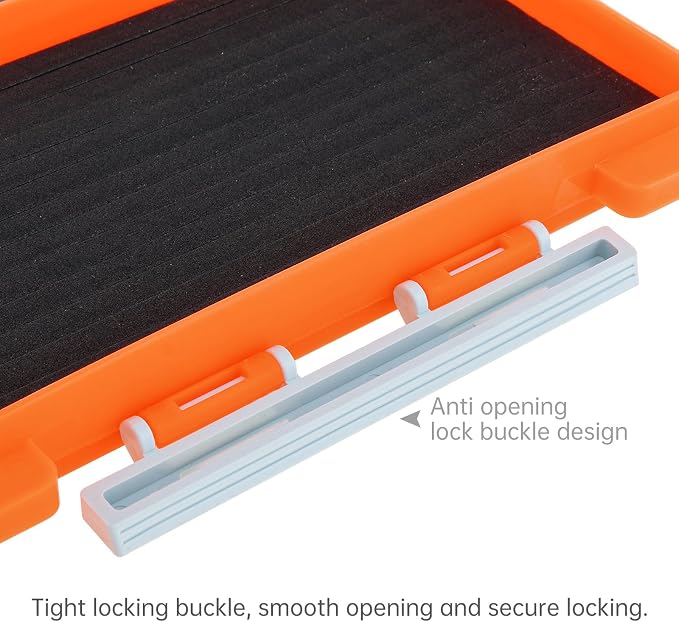 Fishing Tackle Box Slit Foam Case, Super Slim Fishing Lures Jig Box Hooks Spinners Spoons Storage Tackle Tray, (6.8 * 3.8 * 0.8inch) (Orange)
