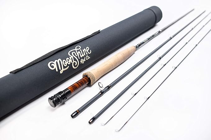 Moonshine Rod Company Fast Action Fly Fishing Rod – Carbon Fiber Graphite Rod with Zippered Travel Case – Drifter II, Vesper, Epiphany ESN, Outcast, Phantom & Rambler Series - 2WT up to 12WT Rods