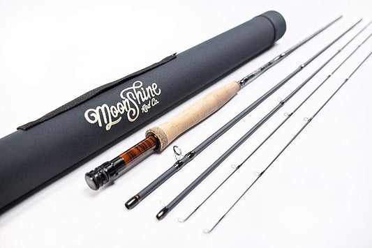 Moonshine Rod Company Fast Action Fly Fishing Rod – Carbon Fiber Graphite Rod with Zippered Travel Case – Drifter II, Vesper, Epiphany ESN, Outcast, Phantom & Rambler Series - 2WT up to 12WT Rods