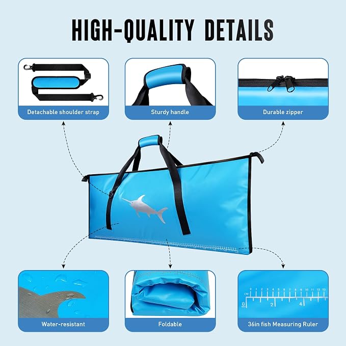 Insulated Fish Cooler Bags for Fishing Kill Bag Fishing Cooler Bag Portable Leakproof - Fish Bags for Caught Fish Keep Ice Cold for Over 24 Hours
